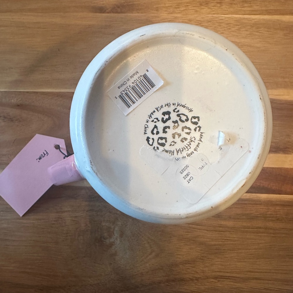 Leopard Print Ceramic Mug with Pink Handle - Picture 6 of 6